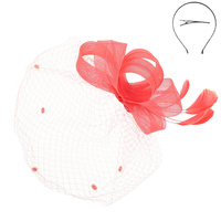 ORGANZA LOOP BOW NETTED FASCINATOR