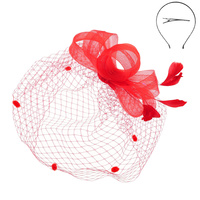 ORGANZA LOOP BOW NETTED FASCINATOR
