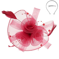 FLORAL FEATHERED VEIL MESH FASCINATOR