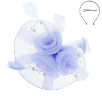 FLORAL FEATHERED VEIL MESH FASCINATOR