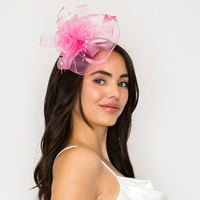 FLORAL FEATHERED VEIL MESH FASCINATOR