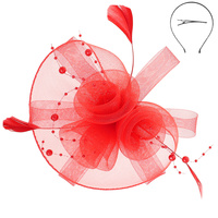 FLORAL FEATHERED VEIL MESH FASCINATOR