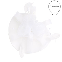 FLORAL FEATHERED VEIL MESH FASCINATOR