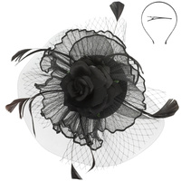 FLORAL FEATHERED MESH FASCINATOR