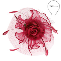 FLORAL FEATHERED MESH FASCINATOR