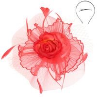 FLORAL FEATHERED MESH FASCINATOR