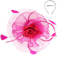 FLORAL FEATHERED MESH FASCINATOR