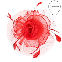 FLORAL FEATHERED MESH FASCINATOR