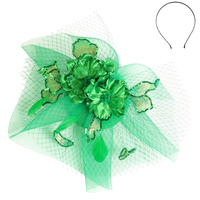FLORAL FEATHER VEIL SEQUIN FASCINATOR