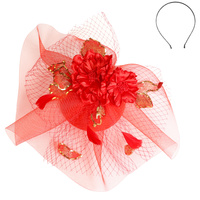 FLORAL FEATHER VEIL SEQUIN FASCINATOR