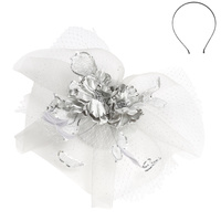 FLORAL FEATHER VEIL SEQUIN FASCINATOR