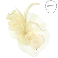 FLORAL DISC FASCINATOR WITH CLIP AND HEADBAND