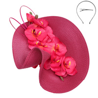 ORCHID BLOSSOM FASCINATOR WITH SCULPTED BRIM