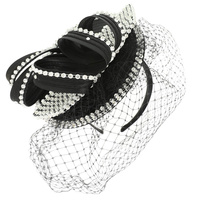 FASCINATOR WITH CRYSTAL RHINESTONE TRIM