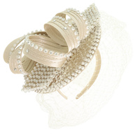 FASCINATOR WITH CRYSTAL RHINESTONE TRIM