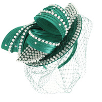 FASCINATOR WITH CRYSTAL RHINESTONE TRIM