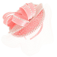 FASCINATOR WITH CRYSTAL RHINESTONE TRIM