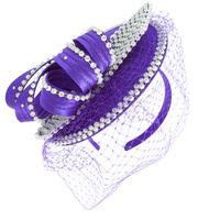 FASCINATOR WITH CRYSTAL RHINESTONE TRIM