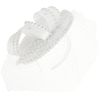 FASCINATOR WITH CRYSTAL RHINESTONE TRIM