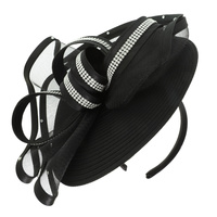 RHINESTONE EMBELLISHED SATIN MESH LOOP FASCINATOR