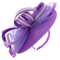RHINESTONE EMBELLISHED SATIN MESH LOOP FASCINATOR