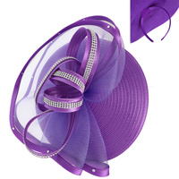 RHINESTONE EMBELLISHED SATIN MESH LOOP FASCINATOR