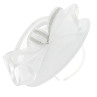 RHINESTONE EMBELLISHED SATIN MESH LOOP FASCINATOR