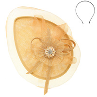SINAMAY DISC FASCINATOR WITH FLORAL CENTER