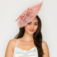 SINAMAY DISC FASCINATOR WITH FLORAL CENTER