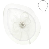 SINAMAY DISC FASCINATOR WITH FLORAL CENTER