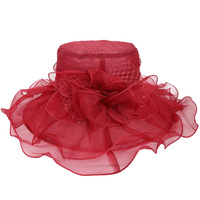 FLORAL SATIN TRIM WIDE BRIM ORGANZA HAT