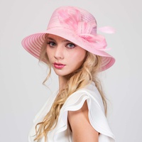 FEATHERED ORGANZA WIDE BRIM CLOCHE BRAID HAT