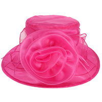 WIDE BRIM FLAT TOP FLORAL ORGANZA HAT