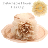 ORGANZA HAT WITH DETACHABLE FLOWER FASCINATOR