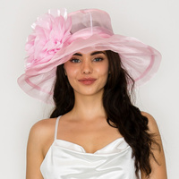 ORGANZA HAT WITH DETACHABLE FLOWER FASCINATOR
