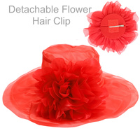 ORGANZA HAT WITH DETACHABLE FLOWER FASCINATOR