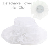 ORGANZA HAT WITH DETACHABLE FLOWER FASCINATOR