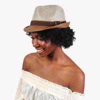 COLOR BLOCKING NEUTRAL TONE FEDORA