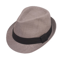 WOVEN NEUTRAL TONE BANDED FEDORA