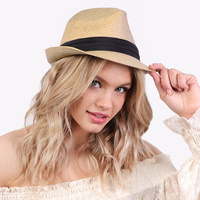 WOVEN NEUTRAL TONE BANDED FEDORA