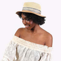 PAPER BRAID TOP W/ CHECKED STRIP