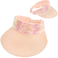 PAPER BRAID SUN VISOR WITH RHINESTONE