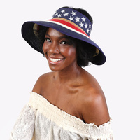 PATRIOTIC USA AMERICA PATRIOTIC FLAG VISOR SUN BEACH SUMMER HAT