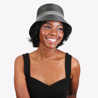 FASHION SEE THROUGH BUCKET HAT WITH RHINESTONE STRIP