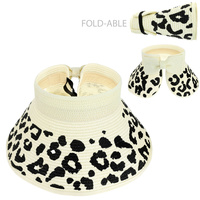 ANIMAL PRINT FOLDABLE LEOPARD PRINT STRAW VISOR, FASHION SUMMER  BEACH CASUAL SUN HATS
