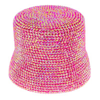 FASHION BLING RHINESTONE STUDDED PAPER BRAID BUCKET HAT