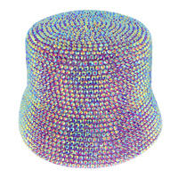 FASHION BLING RHINESTONE STUDDED PAPER BRAID BUCKET HAT