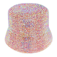 FASHION BLING RHINESTONE STUDDED PAPER BRAID BUCKET HAT