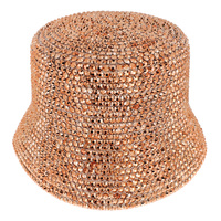 FASHION BLING RHINESTONE STUDDED PAPER BRAID BUCKET HAT