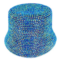 FASHION BLING RHINESTONE STUDDED PAPER BRAID BUCKET HAT